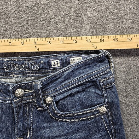 Miss Me Jeans Womens 27 Blue Bootcut JS5014B61 Embellished Flap Pockets Denim - Picture 8 of 11